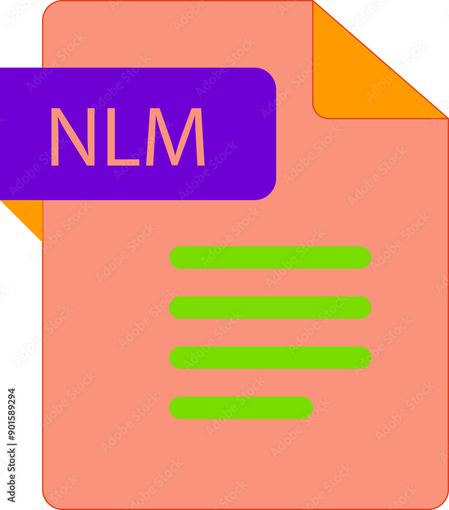 NLM File icon with folded style document NLM File icon with folded style document