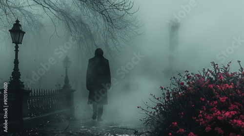 person in the fog a sad place photo