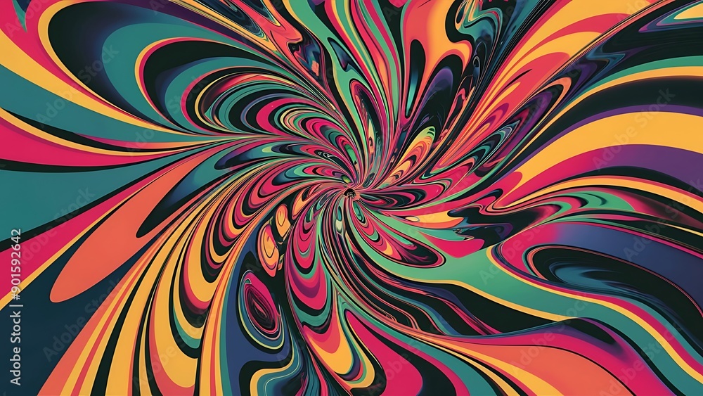 Fototapeta premium Psychedelic abstract wallpaper with swirling patterns and vibrant colors