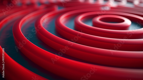 Abstract Red Concentric Circles Pattern