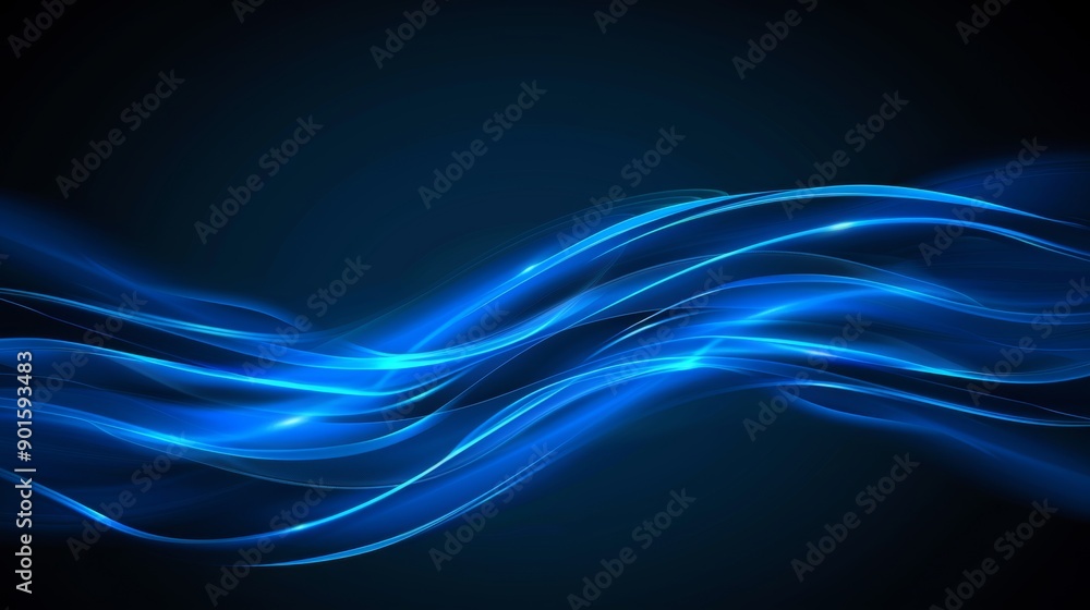 Abstract Blue Wavy Shape Background with Glowing Light Lines, Smooth Flowing Design Element Abstract Blue Wavy Shape Background with Glowing Light Lines, Smooth Flowing Design Element