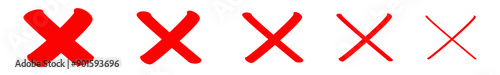 cross red icon vector isolated on white background. x text for symbol or mark decoration element on application or web illusttration no or cancel choice button on examination. 