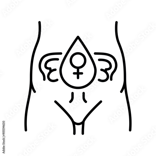 Menstruation cycle line black icon. Sign for web page, mobile app, button, logo. Vector isolated button.