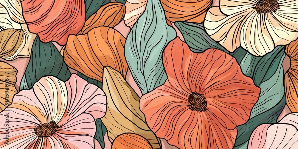 a image of a bunch of flowers that are on a wall a image of a bunch of flowers that are on a wall