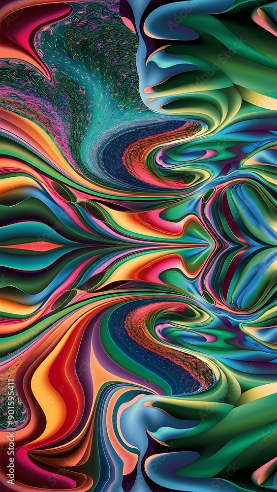 Obraz premium Psychedelic abstract wallpaper with swirling patterns and vibrant colors