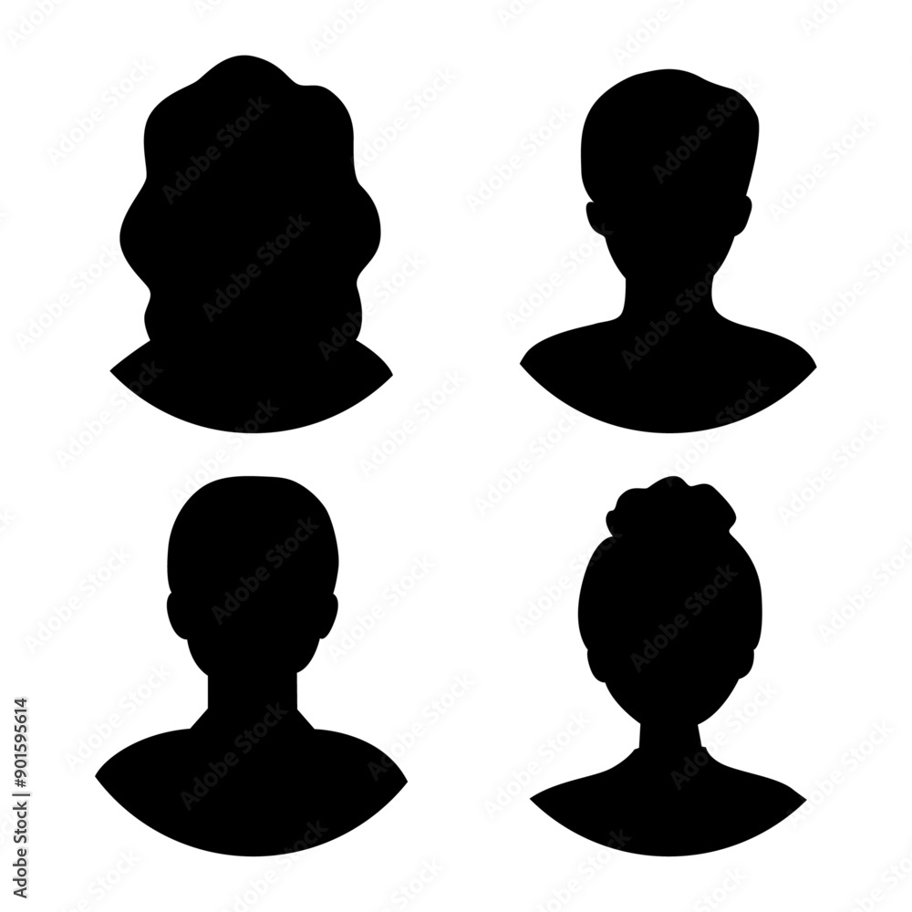 Vector flat illustration. Avatar, user profile, person icon, profile picture. Four persons. Suitable for social media profiles, icons, screensavers and as a template. Vector flat illustration. Avatar, user profile, person icon, profile picture. Four persons. Suitable for social media profiles, icons, screensavers and as a template.