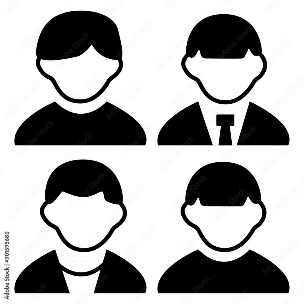 Vector flat illustration. Avatar, user profile, person icon, profile picture. Four persons. Suitable for social media profiles, icons, screensavers and as a template. Vector flat illustration. Avatar, user profile, person icon, profile picture. Four persons. Suitable for social media profiles, icons, screensavers and as a template.