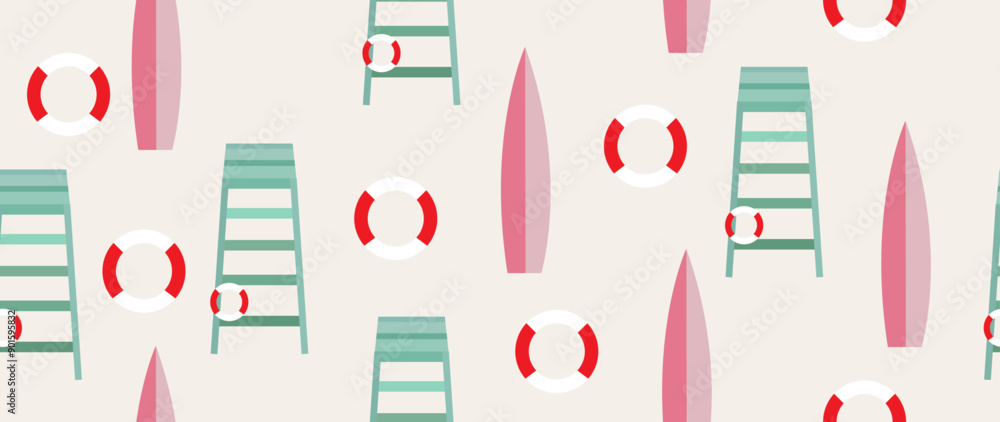 Vector flat illustration. Summer vacation concept. Seamless pattern ...