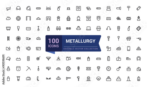 Metallurgy icons set. Outline set of metallurgy vector icons for web and ui isolated icon collections.