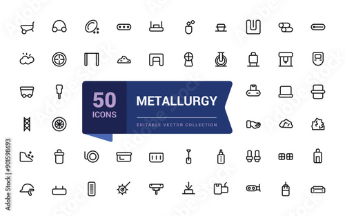 Metallurgy icons set. Outline set of metallurgy vector icons for web and ui isolated icon collections.