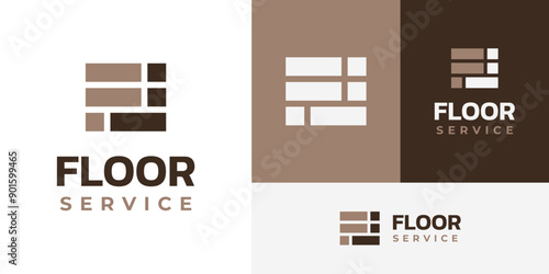 Simple Initial F Floor Wood Tile Tiling Service Logo Design Branding Template