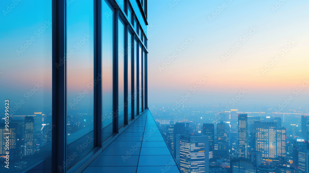 Stunning view of a modern skyscraper with large windows reflecting the cityscape at twilight, showcasing urban architecture and a serene sky. Stunning view of a modern skyscraper with large windows reflecting the cityscape at twilight, showcasing urban architecture and a serene sky.