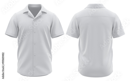 Men’s Shirt Hawaiian for Mockup (White) Front and back 