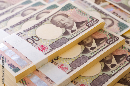 Fotografie たくさんの一万円札の札束