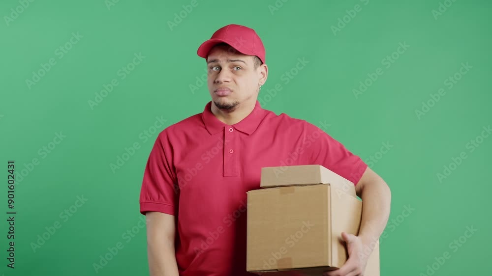 Confused Postal Courier Man, Shoulders Up - Can't Help,Makes Gesture I Dont Know Confused Postal Courier Man, Shoulders Up - Can't Help,Makes Gesture I Dont Know