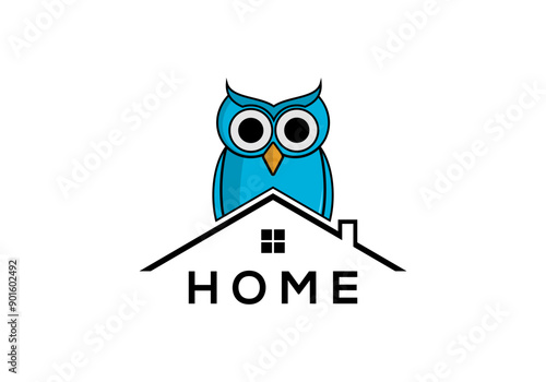 Vector design of a house roof and owl logo.