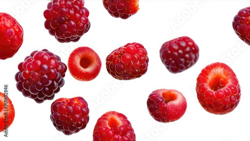 Wallpaper Mural berries falling in the air on white background, closeup Torontodigital.ca