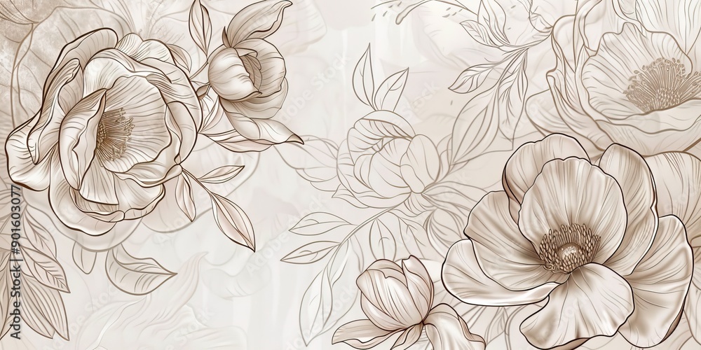 a image of a drawing of a bunch of flowers on a wall