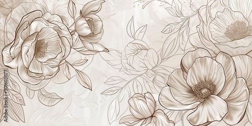 a image of a drawing of a bunch of flowers on a wall photo