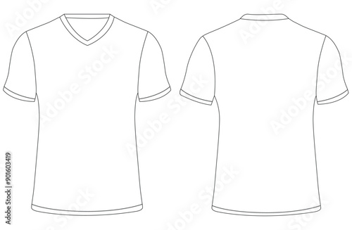 V Neck T shirt jersey  mockup vector illustration template design