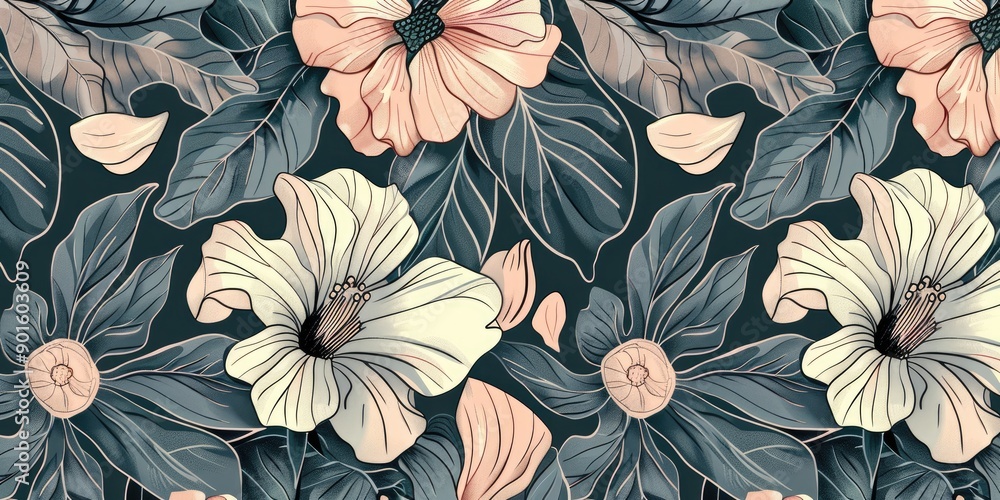 custom made wallpaper toronto digitala image of a floral pattern with pink and blue flowers