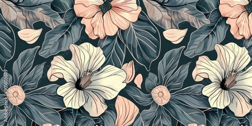 Wallpaper Mural a image of a floral pattern with pink and blue flowers Torontodigital.ca