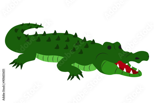 Beautiful wildlife cartoon Animal of cute alligator vector illustration isolated on white background photo