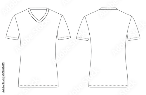 V Neck T shirt jersey  mockup vector illustration template design