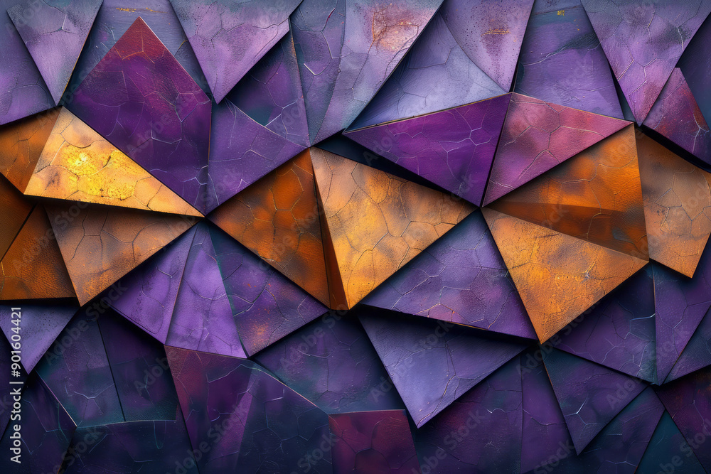 Clean image of a 3D geometric pattern with vibrant purple and copper layers, creating an engaging visual experience, Clean image of a 3D geometric pattern with vibrant purple and copper layers, creating an engaging visual experience,