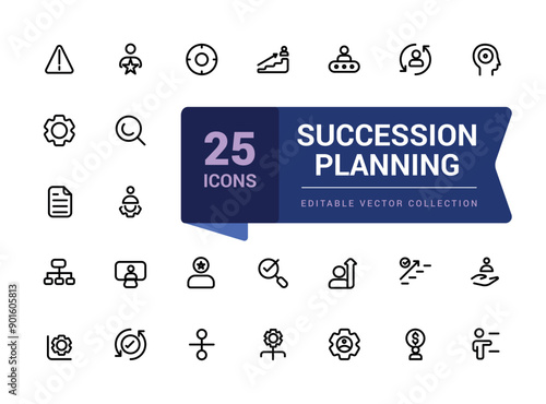 Succession planning icon collection. Related to skill, assessment, performance, career path, job rotation, competence icon. Simple line vector illustration.