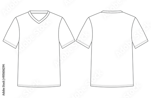 V Neck T shirt jersey  mockup vector illustration template design