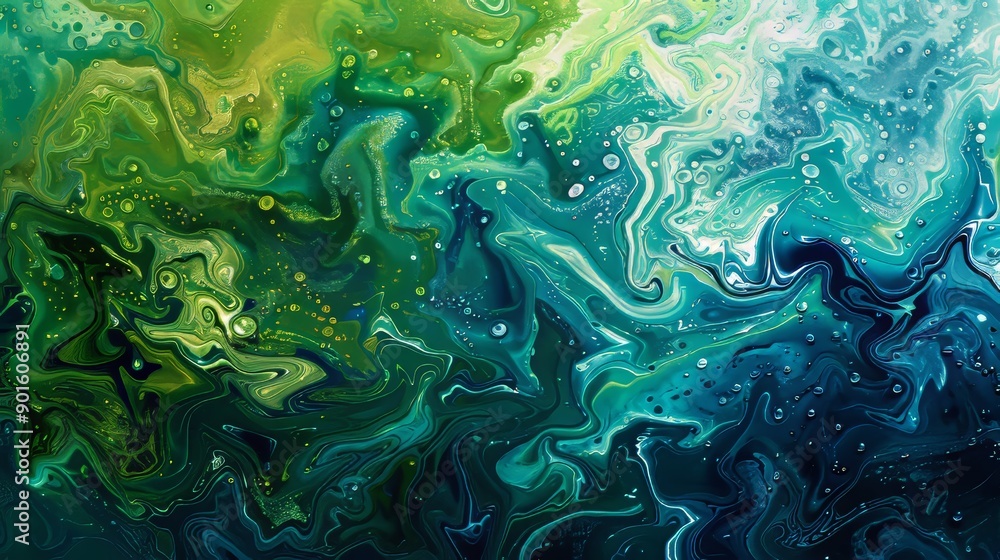 An indigo and green backdrop featuring aurora-like patterns An indigo and green backdrop featuring aurora-like patterns