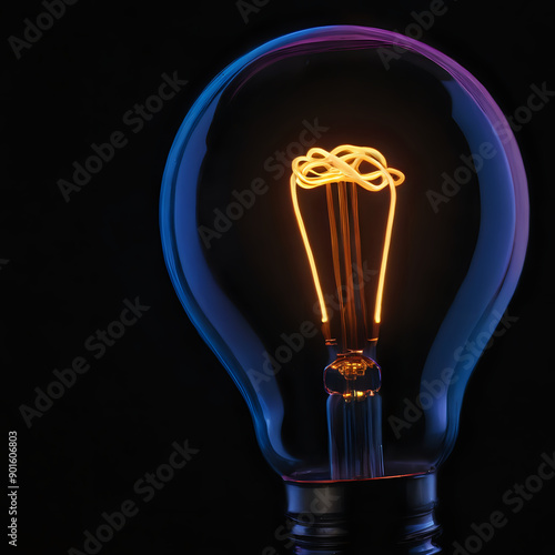 a close up of a light bulb with a glowing wire inside photo