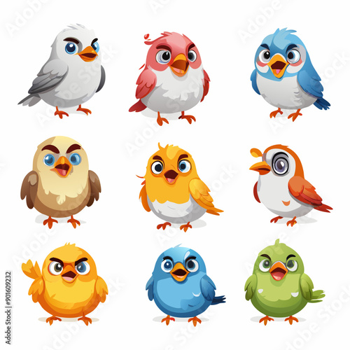 Wallpaper Mural set of funny birds Torontodigital.ca