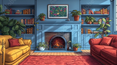 Background: A classy apartment with chic decoration, including a stylish lamp, a comfortable pillow, and a sleek book, providing inspiration for home decor enthusiasts.