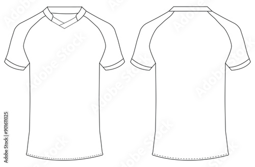 V Neck T shirt jersey  mockup vector illustration template design