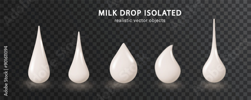 White liquid droplet isolated. Condensed milk, mayonnaise, sauce creamy or yogurt. Liquid cosmetic drop of clear coconut oil