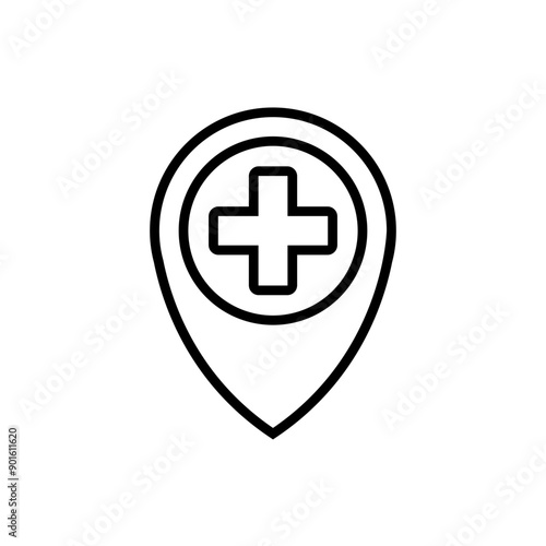 Stethoscope Location Pin Logo sign icon symbol Design. Medical Health care Logotype. Vector illustration template
