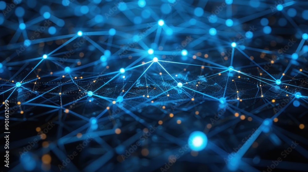 Abstract blue graph backdrop with glowing nodes and interconnected network lines Abstract blue graph backdrop with glowing nodes and interconnected network lines
