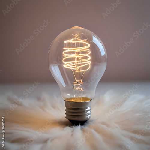 a light bulb that is sitting on a white surface photo