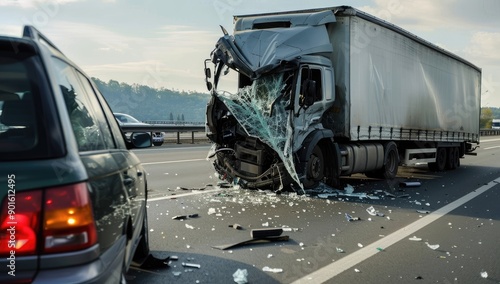 .Severe Truck Accident on Highway photo