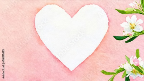 Spring heart, watercolor, without background