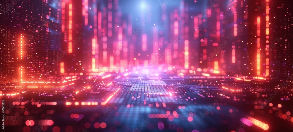 Abstract background with pulsating neon lights, creating a cyberpunk-inspired atmosphere. Abstract background with pulsating neon lights, creating a cyberpunk-inspired atmosphere.