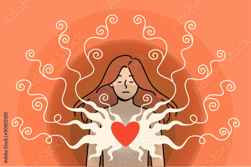Toxic relationships cause stress in woman and pain in heart, due to problems with boyfriend who uses psychological violence. Problem of toxic relationships in life of girl with mental disorder