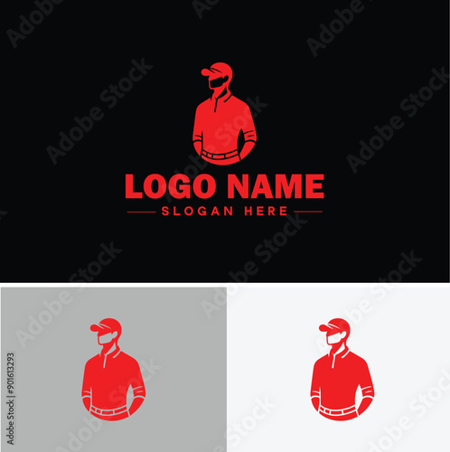 Golf apparel icon Golf clothing Golf attire Golf wear flat logo sign symbol editable vector