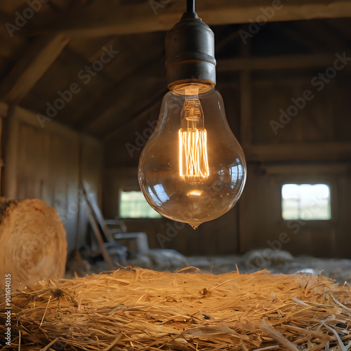 a light bulb that is hanging from a ceiling photo