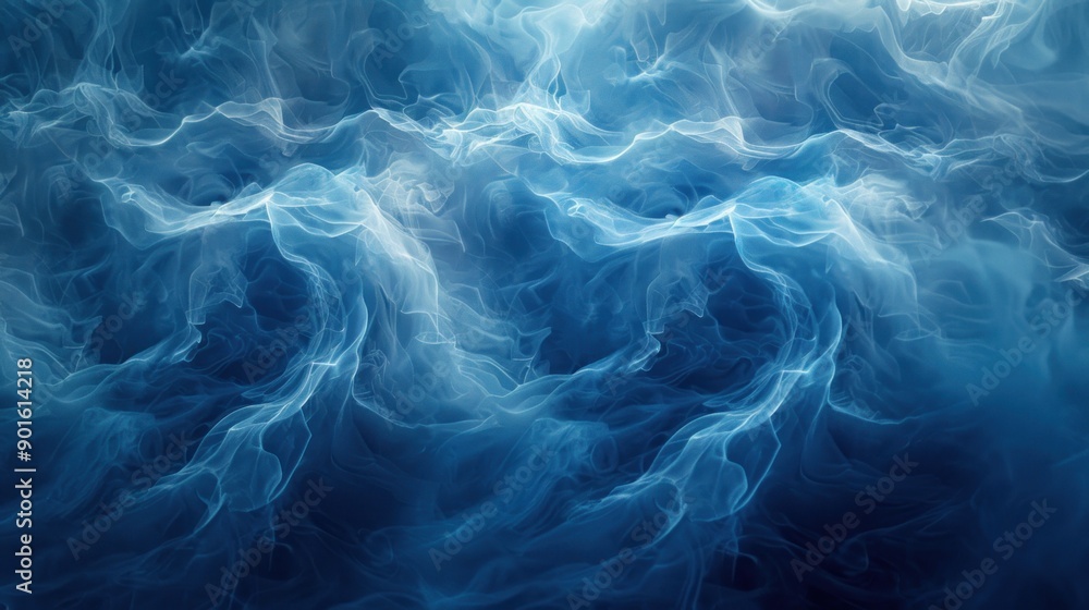 Obraz premium Abstract blue background with cloud-like textures and soft, flowing lines