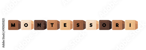 Montessori wooden blocks vector illustration