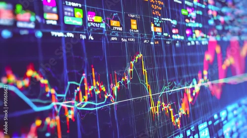 Financial Trading and Market Trends Stock Video with Increasing Profits and Losses.
