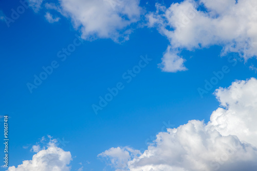 blue sky and beautiful fluffy white clouds